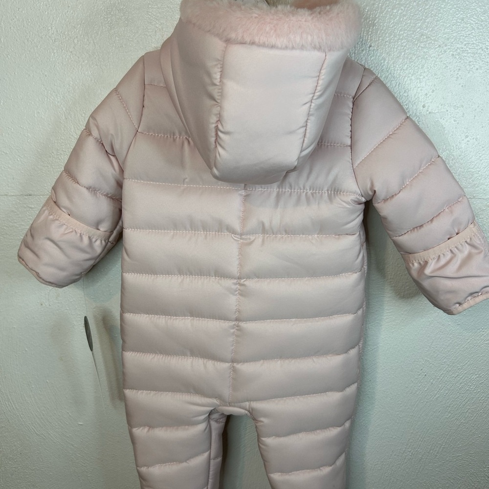 Nicole Miller Baby Girl Pink Hooded Puffer Snowsuit - Picture 2 of 2